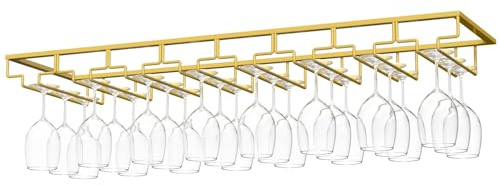 Nuovoware Wine Glass Rack, 8 Rows, Deep Gold | Under Cabinet Stemware, Wine Glass Hanger Rack Holder, for Bar Kitchen Cabinet
