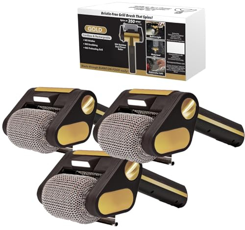 Limpiador de parrilla eléctrico, cepillo giratorio recargable sin cerdas, limpiador automático de rodillos de acero inoxidable para parrillas de gas y carbón