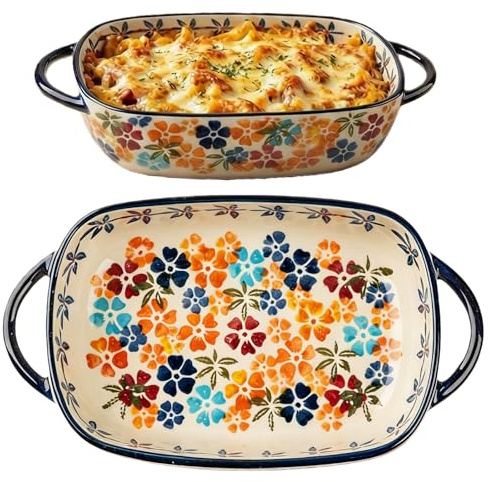 Plato De Cerámica Pequeño Gratinado,Plato Horno Cerámico Con Mango,Plato De Horno De Cerámica,Platos De Lasaña Rectangulares De Cerámica Para Tiramisú,Lasaña,Gratino,23,5 x 13,5 cm