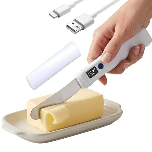 Electric Butter Spreader, Rechargeable Butter Knives With 2 Heat Settings (131°f & 158°f) & Digital Led Display, Waterproof, Spreading Knife, Kitchen Gadgets For Cheese, Honey, Jam