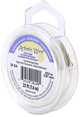 Artistic Wire Silver Plated Tarnish Resistant Colored Copper Craft Wire, 20 Gauge, 25 ft