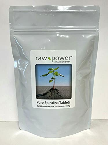 Spirulina Tablets, 1000 Count, 250mg Each, (250 Grams / 8.8 oz) 100% Pure, raw, Organic, Cold-Pressed