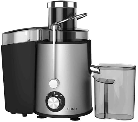SOGO Licuadora Extractor de Zumos y Verduras 400W Rápida y Eficiente - Licuadora para Frutas y Verduras con Boca de 65 mm y Jarra de 500 ml - Licuadora de Acero Inoxidable Fácil Limpieza
