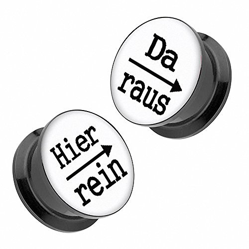 Piercingfaktor Ohr Plug Flesh Tunnel Piercing Ohrpiercing Schraub Schraubverschluß aus Kunststoff Picture mit Schriftmotiv Hier rein, Da Raus Türkis