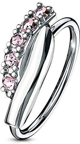 Tapsi´s Coolbodyart® Nasenpiercing Nose Hoop Ring Chirurgenstahl 316L Silber Zirkonia Reihe Pink