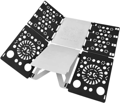 BoxLegend Shirt Faltbrett t Shirt Zusammenlegen t-Shirts Falter Falthilfe einfach und schnell für Kinder Kleidung Wäsche Falten Wäschefalter und Hemdenfalter (Schwarz & Weiß)