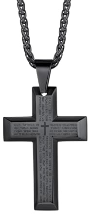 Richsteel Kreuz Kette Halskette Herren Silber/Gold/Schwarz Kreuzkette 55+5cm verstellbarer Kettenanhänger personalisierbar Cross Necklace Edelstahl Schmuck christlicher katholischer Religionskreuz