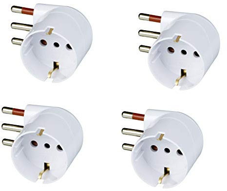 Set 4 adattatori schuko 90° 16A salvaspazio, bianco