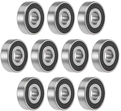 sourcing map 16100-2RS Deep Groove Ball Bearings 10mm x 28mm x 8mm Double Sealed Chrome Steel P0(ABEC1) 10pcs