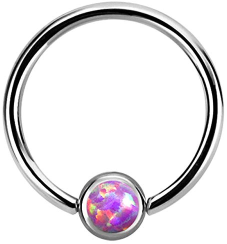Piercing Lippenbändchen Ring BCR 1,2 mm und 4 mm Platte mit Opal
