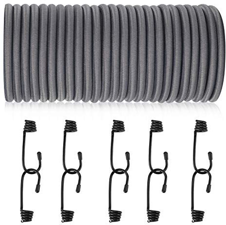 20 m elastisches Sicherheitsseil, Bungee Straps, Elastische Bungee Cords und Befestigungen, Premium Grey 5 mm Shock Cord, Elastisch und Vielseitig, Perfekt für Transport, Fahrrad und Laden