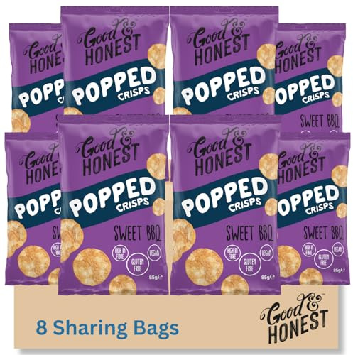 Good & Honest Popped Crisps Glutenfreie Kneipensnacks Core Sweet BBQ Geschmack 8 x 85g