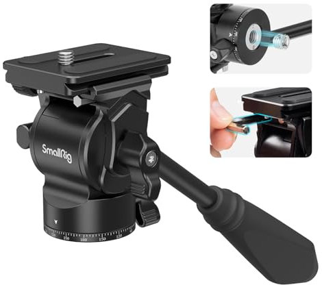 SMALLRIG Tripod Fluid Head, Pan Tilt Head, Video Head with QR Plate for Arca, Metal Panorama Head for SmallRig, for K&F Concept Tripod, Camera, for GoPro, Max Load 6.61lbs/3kg - 3259B