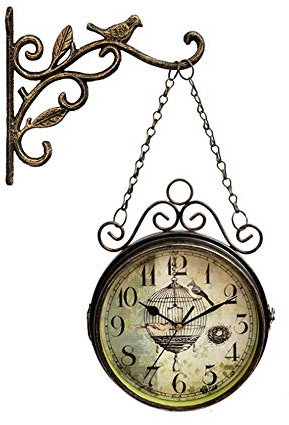 Oriental riverkit Retro Double-Sided Wall Clock, Paddington Station Double Sided Clock, Outdoor Garden Wall Clock, Waterproof Large Dial, for Coffee Shops, Gardens