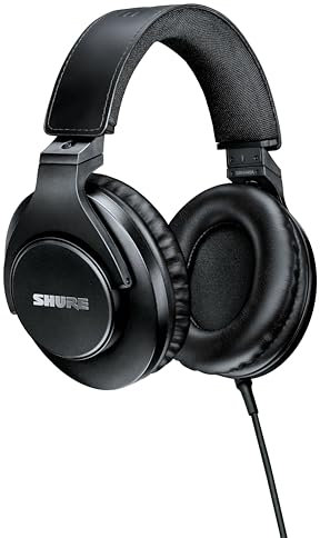 Shure SRH440A Over-Ear Wired Headphones for Monitoring & Recording, Professional Studio Grade, Enhanced Frequency Response, Work with All Audio Devices, Adjustable & Collapsible Design - 2022 Version