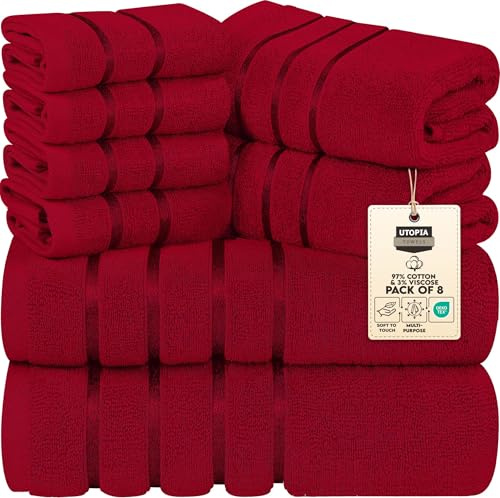 Utopia Towels 8er-Pack Handtuch-Set, Rot