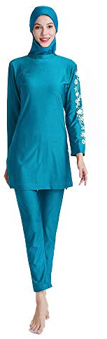 ABEUTY Muslimisches Badeanzug für Damen, voller Anzug, Übergröße, Burkini islamischer bescheidener Druck