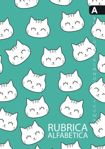 Rubrica Alfabetica: A5 Quaderno in ordine alfabetico dalla A alla Z | 4 pagine per ogni lettera | Tema Gatto