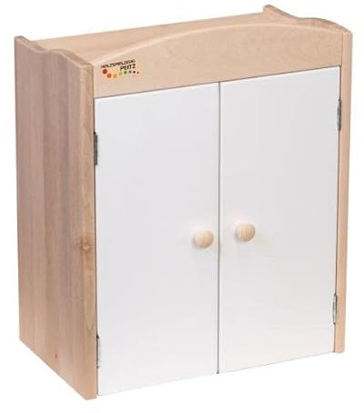 Weißer Puppenschrank | Puppenkleiderschrank | Massiv-Holz | Puppen-Zubehör 5210