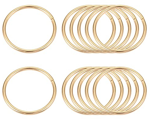 sourcing map 12 Stück Metall O Ringe 40mm(1.57) Innendurchm. 3mm Dicke Mehrzweck Ungeschweißte O Ring Schnalle für Handwerk Gürtel Geldbörse Handtasche Herstellung Hardware Goldton