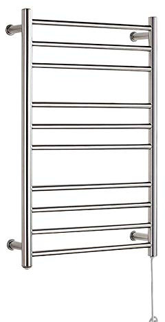 KLZUOPT Heated Towel Rail Electric Heated Towel Rack, 304 Stainless Steel Heated Towel Radiator Wall-Mounted Electric Towel Warmer With 10 Bars, For Bathroom,Plug In