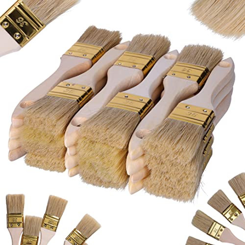 ToolSpace Lot de 24 Pinceau 36 mm Pinceaux Plats avec Poil Naturel - Brosse pour Peinture Acrylique Vernis - Queue de Morue pour Travaux Émaux Teinture Bricolage - Coude Professionnels e Rechampir
