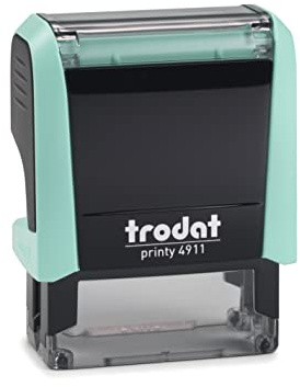 Personalisierter Adressstempel Trodat Printy 4911 Pastell Mint – Selbstfärbender Stempel mit individuellem Wunschtext zum Bestellen – 4 Zeilen Text, Abdruck 38 x 14 mm