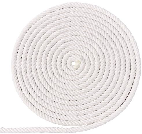 XINSHUNCAN Corda Di Cotone 8mm 20m, Corda Macrame Bianca Naturale, Corda Di Cotone Morbida Intrecciata Spessa 4 Fili Per Bricolage Fai Da Te, Appendere A Parete, Ganci Per Piante, Giardinaggio