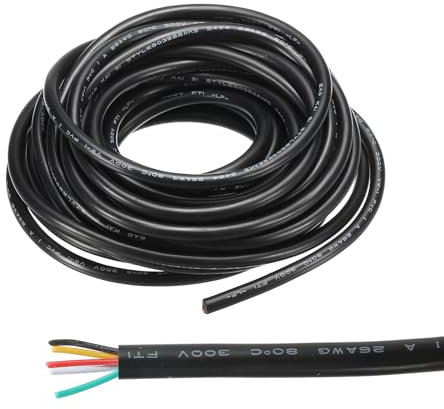 QUARKZMAN 26AWG Elektrisch Draht 5 Leitungen UL2464 LED Strom Beleuchtung Kabel Verzinkt Kupfer 16.4Ft Niedrig Spannung PVC Gehäuse Flexibel Erweiterung Schnur Schwarz für Lampen Beleuchtung