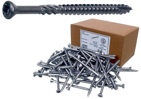 NAJDER Set di 200 viti per terrazzo 5x50 T25 in acciaio inox AISI 410 temprato, viti per legno Torx lunghe, per tavole, legno duro esotico, per esterni