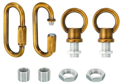 PATIKIL M10 Lamp Female Loop Holder with Chain Quick Link, Lifting Eye Nut Hook Ring Structural Support to Chandelier Light Fixtures, 88 Lbs Load Gold Bronze
