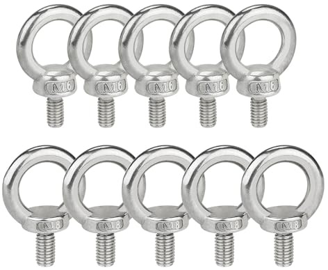 Ringschraube M6 M8 Ösenschrauben 304 Edelstahl 10 Stück, Augenschraube Augbolzen Metrisch Ringbolzen Ösenschraube Ringschrauben, für Rolle des Befestigens und Hängens