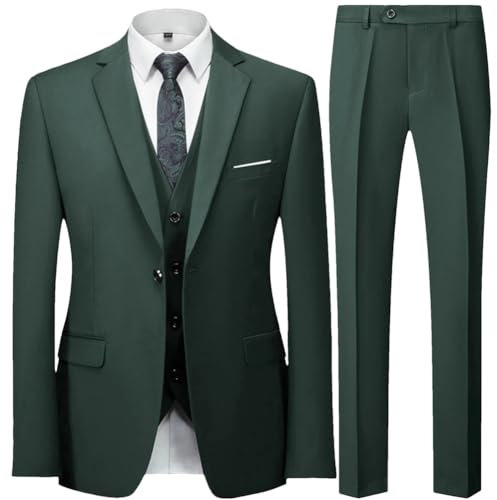 Herren Casual Business Anzug 3-teiliges Set Zwei Knöpfe Kleid Blazer Jacke Hose Weste Weste, 3-teiliges Set Mo Lv, XL