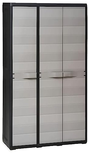 DIGBYS Gartenschrank mit 4 Einlegeböden, Schwarz und Grau