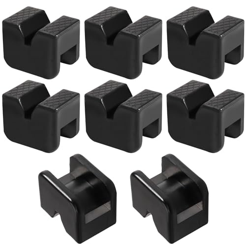 Hedume 8 Pack Jack Stand Pads, Universal Rubber Jack Pad Adapter, Slotted Frame Rail Pinch welds Protector