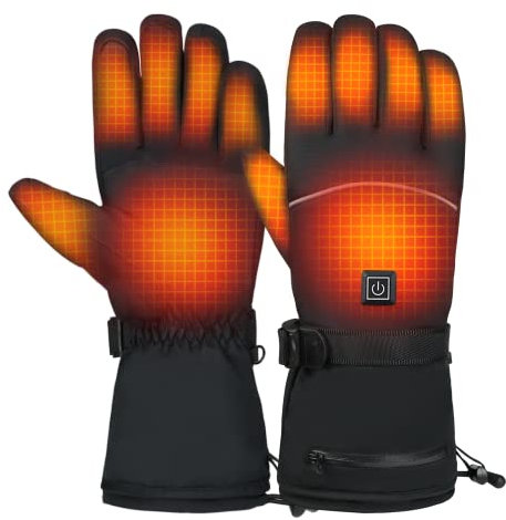 Beheizte Handschuhe, 5000mAh Heizung Handschuhe für Damen Herren, 3 Heiztemperatur Einstellbare wasserdichte Touchscreen Beheizte Motorradhandschuhe für Outdoor Wandern Motorrad Camping