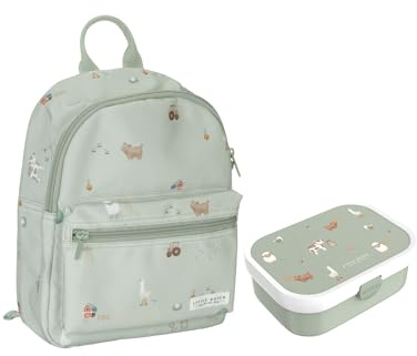 Little Dutch Set Rucksack & Brotdose für Kinder grün - Little Farm