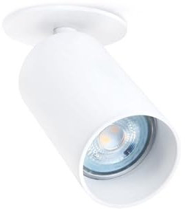 KOLORENO LED Aluminium Halogen Einbauleuchte Lungo x1 - Wandlampe LED-Panel für Oberflächenmontage - Ladenlampe - Hat GU10 Fassung - Rohr φ55x100 mm, Sockel φ70mm - Weiß matt