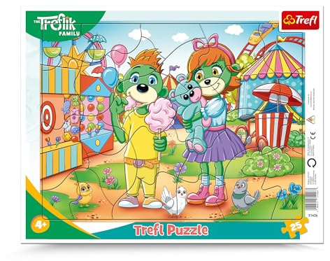 Trefl - Rahmenpuzzles 25 Teile, Familientag, Die Familie Treflik, | Puzzle für Kleinkinder, 25 große Teile, Rahmen und stabile Unterlage, Puzzle mit Märchenfiguren, hohe Qualität