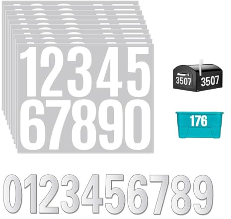 Briefkasten Zahlen Aufkleber,10 Blatt Wasserdichte Mailbox Nummern Aufkleber Vinyl-Nummernaufkleber 0-9 3 Zoll Briefkastennummernaufkleber Selbstklebende Türnummer für Briefkasten,Auto,Zuhause(Weiß)