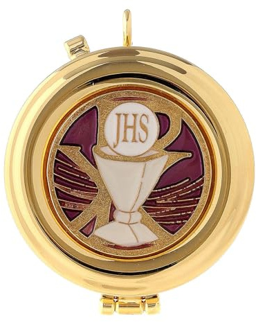 Holyart Custodes à hosties: Custode à hosties émaillée Calice JHS d. 5 cm