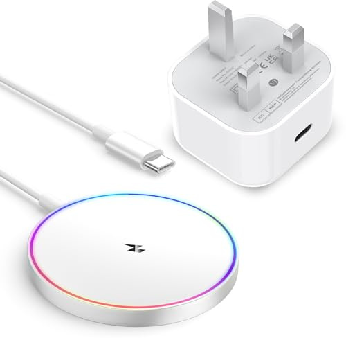 Induktion iPhone laddare, 15 W Mag-Safe laddare med USB C-laddare för Apple iPhone 16/15 Pro Max/15 Plus/15 Pro/15/14 Pro/13/12, AirPods, snabbladdning trådlös laddare iPhone induktionsladdare