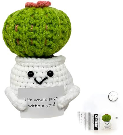 SoeUyd Positive Cactus, Regali Positivi, Positive Crochet Doll, Piccoli Lucky Charms, Decorazioni per Feste, Giocattoli Decorativi a Forma di Cactus per Incoraggiare Amicizie