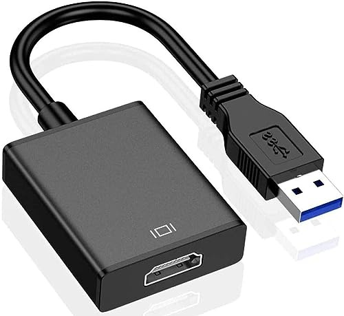 Mokeum Adaptateur USB vers HD-MI, USB 3.0/2.0 vers HD-MI 1080P Vidéo Graphique Câble Convertisseur avec Audio pour PC Portable Projecteur HDTV Compatible avec Windows XP 7/8/8.1/10