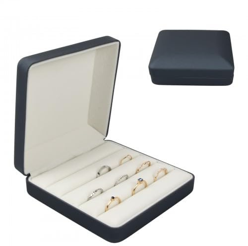 Boîte de Rangement pour Bagues à Bijoux, Boîte Organisateur de Bagues Bijoux, Cuir PU Velours Boîte de Présentation de bague, Étui à bijou de Voyage pour Femmes Filles Plusieurs Bague