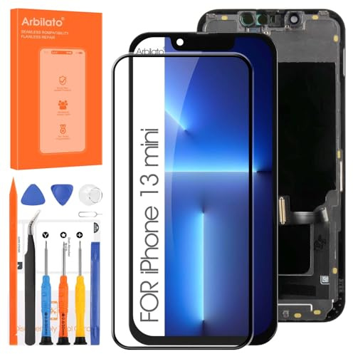 Arbilato LCD for iPhone 13 Mini Screen Replacement | Display Digitizer Touch Screen Assembly, with Repair Kits, for iPhone A2481, A2626, A2629, A2630, A2628