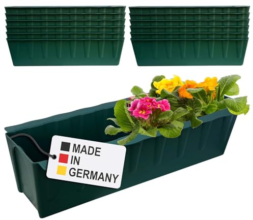 Hossi's Wholesale 12 europaletter blomlådinsatser | 37,3 cm mörkgrön | växtlåda för europeisk pallar | balkonglåda | blomkruka | tillverkad av robust plast | tillverkad i Tyskland
