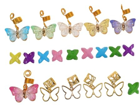 CALLARON 20piezas Accesorios Para Cabello Clips De Joyas Para Trenzas Cuffs De Dreadlocks Adornos Metálicos Coloridos Para Mujeres y