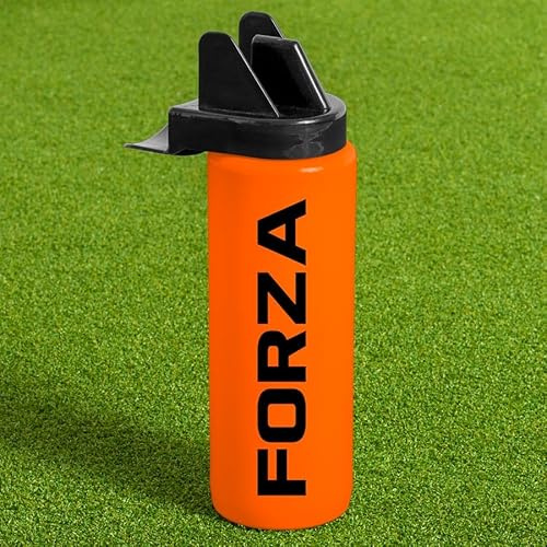 FORZA 1 L Team Hygiene Vattenflaskor | BPA-fria sportvattenflaskor med kontaktlöst munstycke – perfekt för idrottslag (orange, förpackning med 10 + bärare)