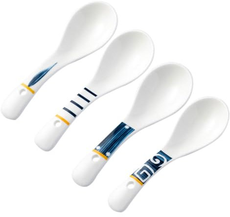 MOTHNUR 4piezas Cuchara Pequeña De Cerámica Cuchara Soperas Para Gachas De Avena Utensilios De Cocina Hogar Mango